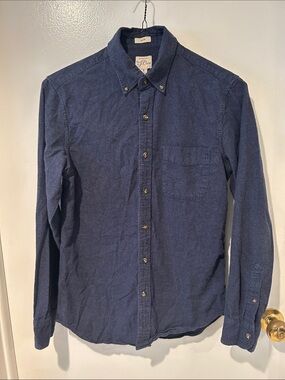 J. Crew Slim Brushed Twill Cotton Button-Down Shirt in Denim Blue size small